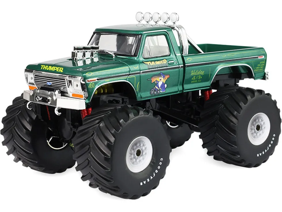1975 Ford F-250 Monster Truck with 66-Inch Tires "Thumper" Green Metallic "Kings of Crunch" Series 1/43 Diecast Model Car by Greenlight