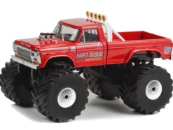 1978 Ford F-250 Monster Truck with 66-Inch Tires "First Blood" Red "Kings of Crunch" Series 1/43 Diecast Model Car by Greenlight
