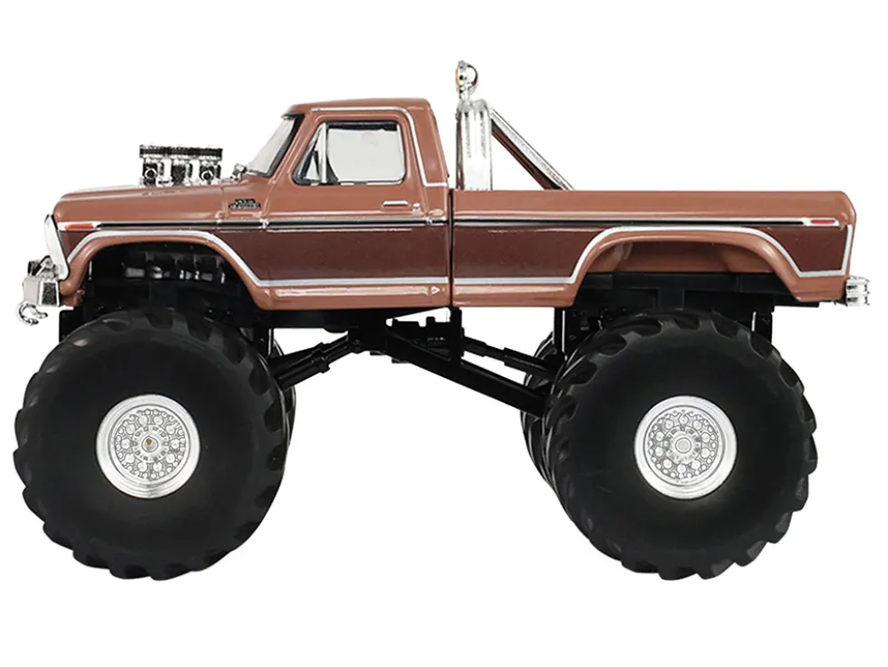 1978 Ford F-350 Monster Truck with 66-Inch Tires "BFT" Brown Two-Tone "Kings of Crunch" Series 1/43 Diecast Model Car by Greenlight