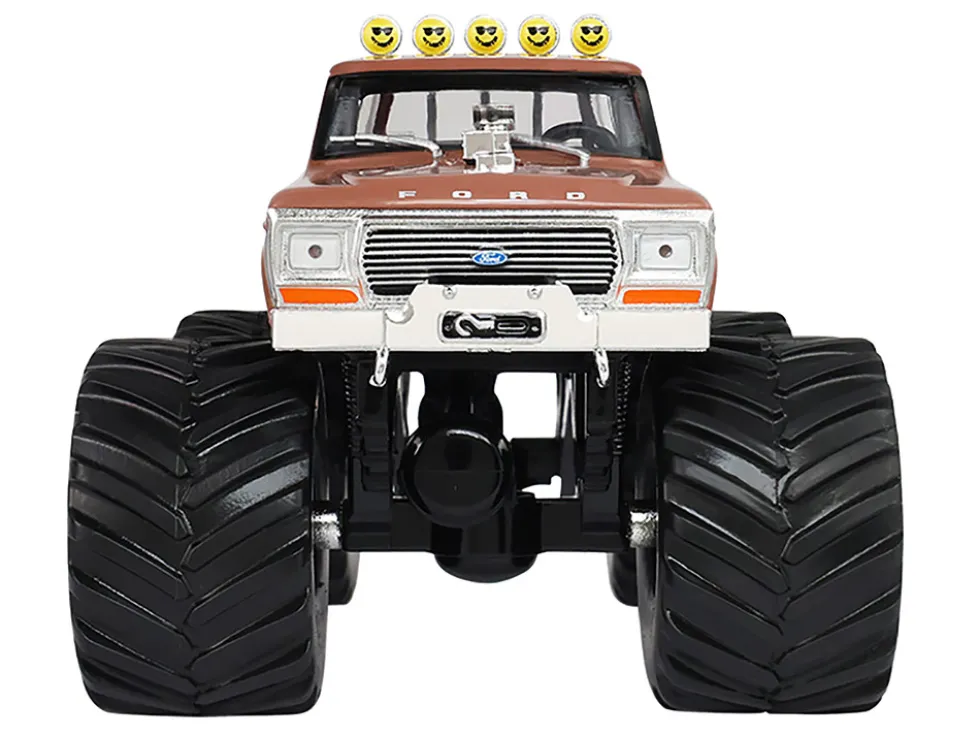 1978 Ford F-350 Monster Truck with 66-Inch Tires "BFT" Brown Two-Tone "Kings of Crunch" Series 1/43 Diecast Model Car by Greenlight
