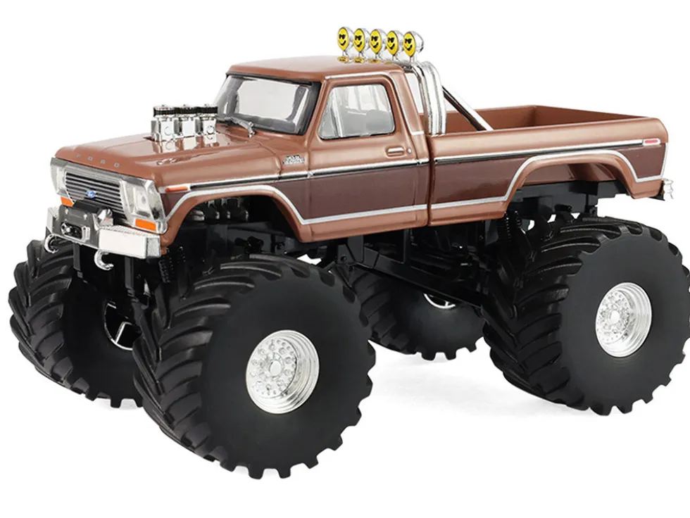 1978 Ford F-350 Monster Truck with 66-Inch Tires "BFT" Brown Two-Tone "Kings of Crunch" Series 1/43 Diecast Model Car by Greenlight