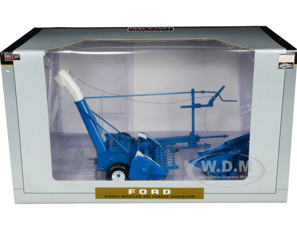 Ford 680 Forage Harvester with Hay Head Corn Head Blue Classic Series 1/16 Diecast Model SpecCast ZJD1837