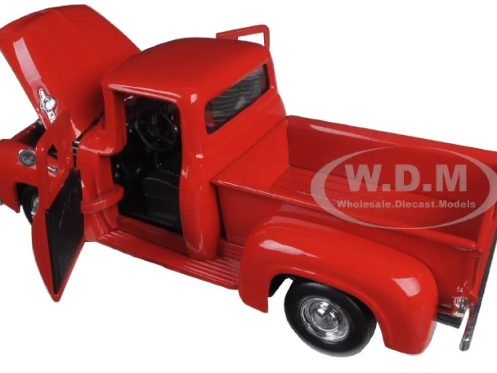 1956 Ford F-100 Pickup Red 1/24 Diecast Model Car Motormax 73235