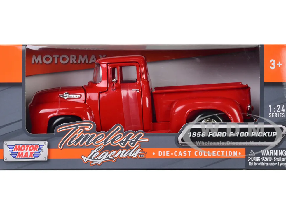 1956 Ford F-100 Pickup Red 1/24 Diecast Model Car Motormax 73235