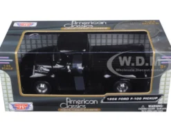 1956 Ford F-100 Pickup Truck Black 1/24 Diecast Model Motormax 73235