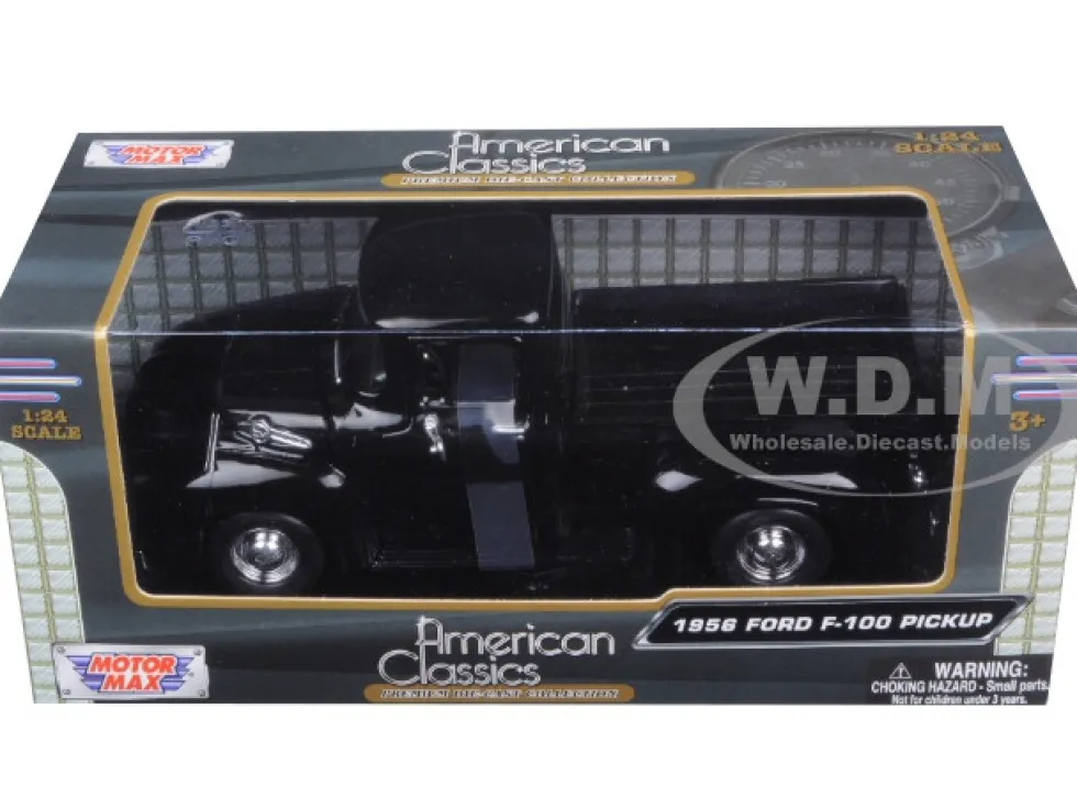 1956 Ford F-100 Pickup Truck Black 1/24 Diecast Model Motormax 73235