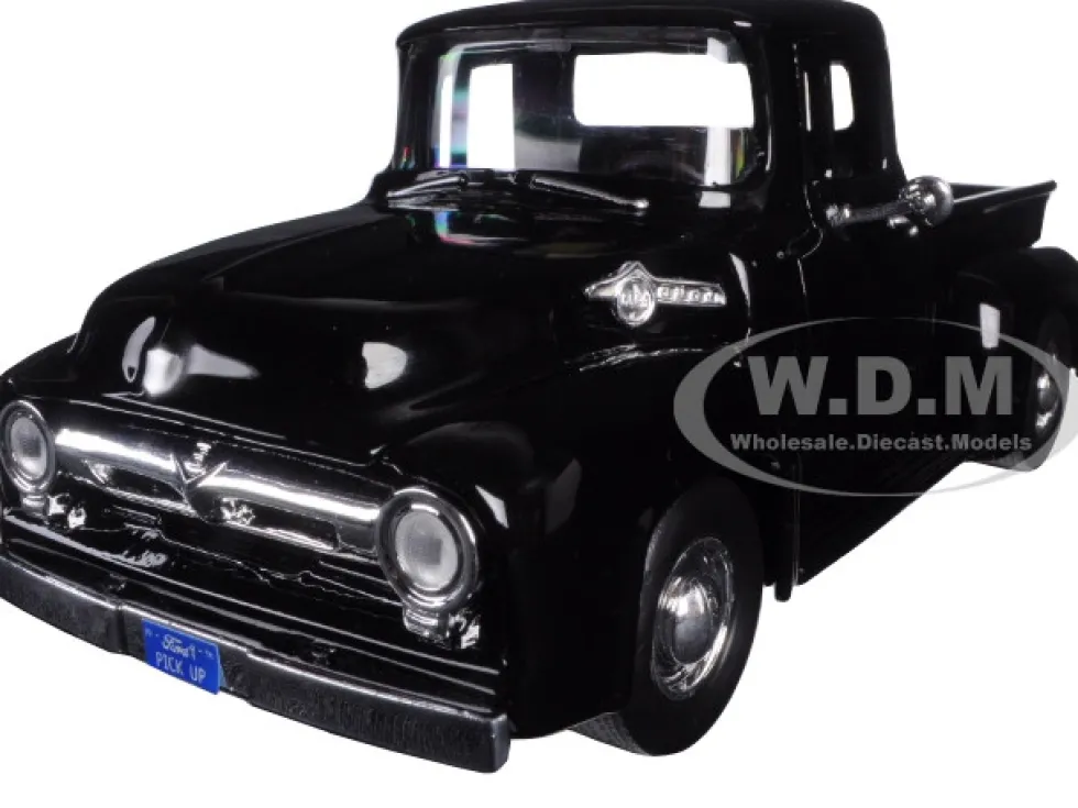 1956 Ford F-100 Pickup Truck Black 1/24 Diecast Model Motormax 73235