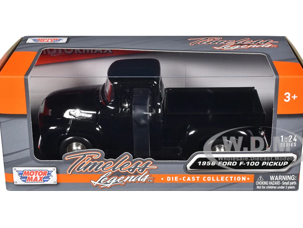 1956 Ford F-100 Pickup Truck Black 1/24 Diecast Model Motormax 73235