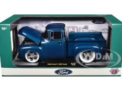 1956 Ford F-100 Pickup Truck Blue Metallic Limited Edition to 6650 pieces Worldwide 1/24 Diecast Model Car by M2 Machines