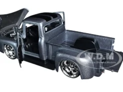 1956 Ford F-100 Pickup Truck Gray Metallic Black Stripes Just Trucks Series 1/24 Diecast Model Car Jada 34308