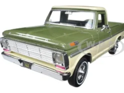 1969 Ford F-100 Pickup Truck Green and Cream 1/24 Diecast Model Car Motormax 79315