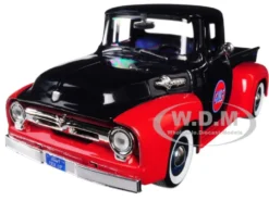 1956 Ford F-100 Pickup Truck Gulf Dark Blue Red 1/24 Diecast Model Car Motormax 79647