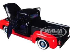 1956 Ford F-100 Pickup Truck Gulf Dark Blue Red 1/24 Diecast Model Car Motormax 79647