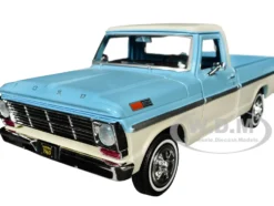 1969 Ford F 100 Pickup Truck Light Blue and Cream Timeless Legends Series 1/24 Diecast Model Car Motormax 79315LTBL