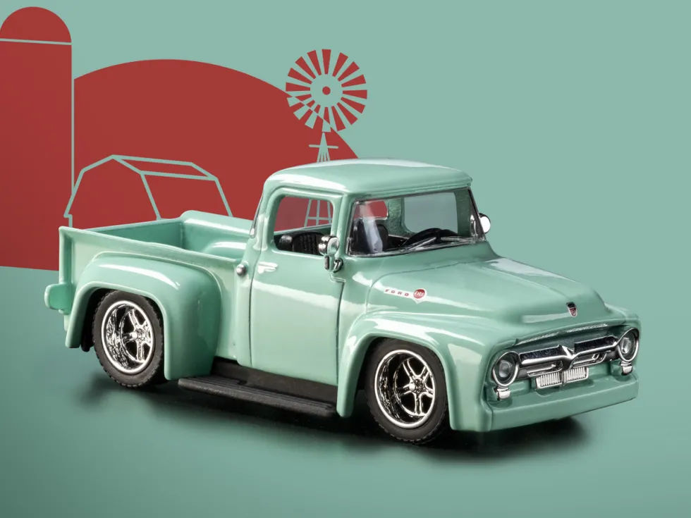 1956 Ford F-100 Pickup Truck Light Green "Collection" Series 1/64 Diecast Model Car by Majorette