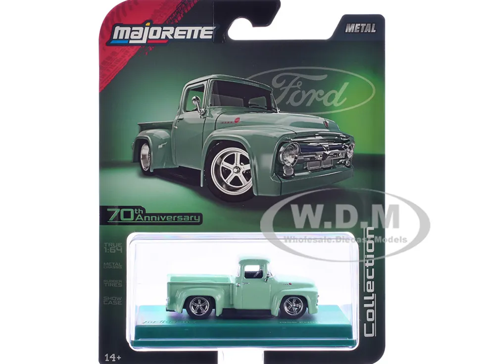 1956 Ford F-100 Pickup Truck Light Green "Collection" Series 1/64 Diecast Model Car by Majorette