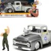 1956 Ford F-100 Pickup Truck Tan and Gray Metallic and Guile Diecast Figure Street Fighter Video Game Anime Hollywood Rides Series 1/24 Diecast Model Car Jada 34373