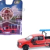 2015 Ford F-150 Pickup Truck with Ladder Rack Red with Black Stripes "Down on the Farm" Series 11 1/64 Diecast Model by Greenlight