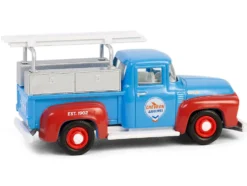 1956 Ford F-100 Pickup Truck with Tool Boxes and Ladders "Chevron" Blue and Red "Chevron Special Edition" Series 1 1/64 Diecast Model Car by Greenlight