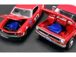 Ford F-350 Ramp Truck #38 Red White 1969 Ford Mustang Trans Am #38 Red Coca-Cola Allan Moffat Racing DDA Collectibles Series ACME Exclusive 1/64 Diecast Model Cars Greenlight ACME 51269