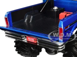 1974 Ford F-250 Ranger XLT Monster Truck 48-Inch Tires Blue Metallic Midwest Four Wheel Drive Center Kings of Crunch Series 1/18 Diecast Model Car Greenlight 13605