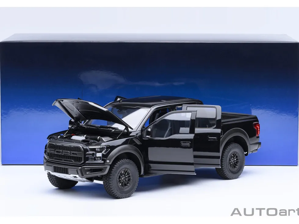 2019 Ford F-150 Raptor Pickup Truck Agate Black 1/18 Model Car by Autoart