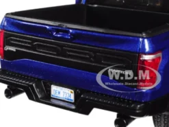 2017 Ford F-150 Raptor Pickup Truck Blue Black Wheels 1/27 Diecast Model Car Motormax 79344