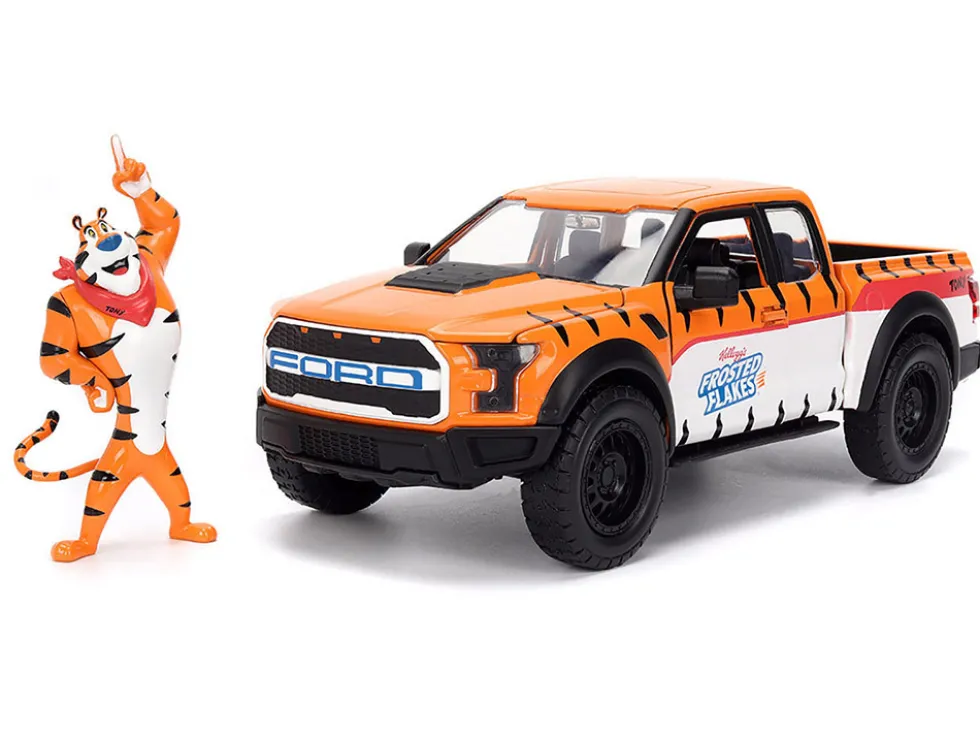 2017 Ford F-150 Raptor Pickup Truck "Frosted Flakes" Orange with Graphics and Tony the Tiger Diecast Figure "Hollywood Rides" Series 1/24 Diecast Model by Jada