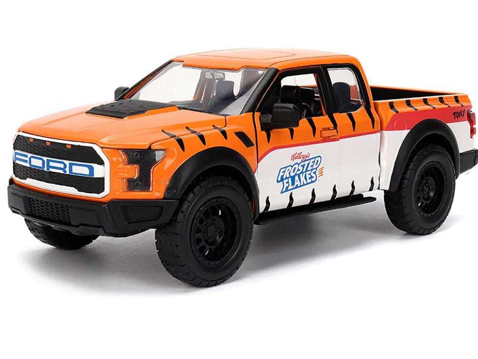 2017 Ford F-150 Raptor Pickup Truck "Frosted Flakes" Orange with Graphics and Tony the Tiger Diecast Figure "Hollywood Rides" Series 1/24 Diecast Model by Jada