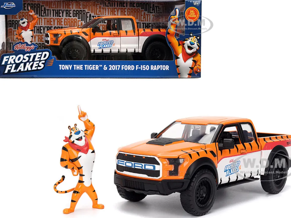 2017 Ford F-150 Raptor Pickup Truck "Frosted Flakes" Orange with Graphics and Tony the Tiger Diecast Figure "Hollywood Rides" Series 1/24 Diecast Model by Jada