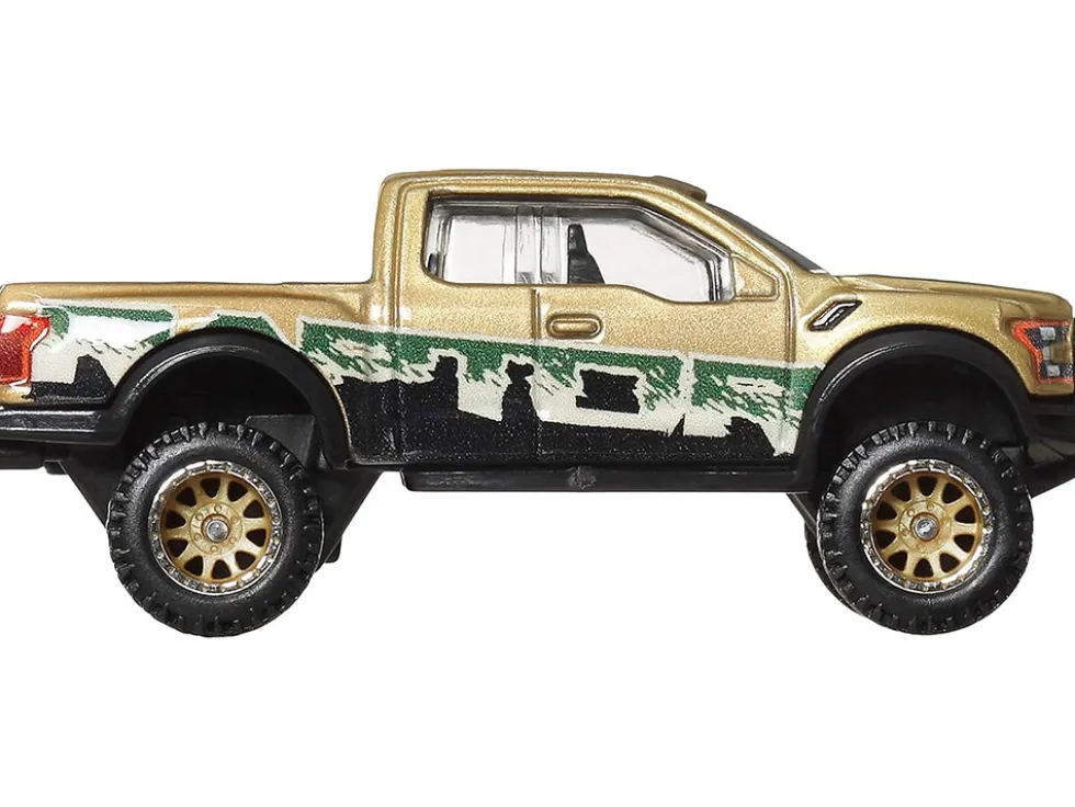 2017 Ford F-150 Raptor Pickup Truck Gold Metallic with Graphics "HW Off Road" Series Diecast Model Car by Hot Wheels