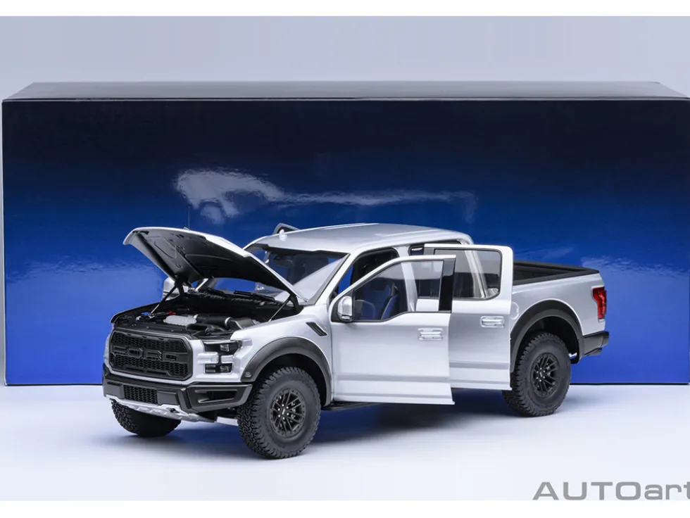 2019 Ford F-150 Raptor Pickup Truck Ingot Silver 1/18 Model Car by Autoart