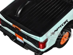 2017 Ford F 150 Raptor Pickup Truck Light Blue with Orange Stripes Gulf Oil Gulf Die Cast Collection 1/27 Diecast Model Car Motormax 79665GULF