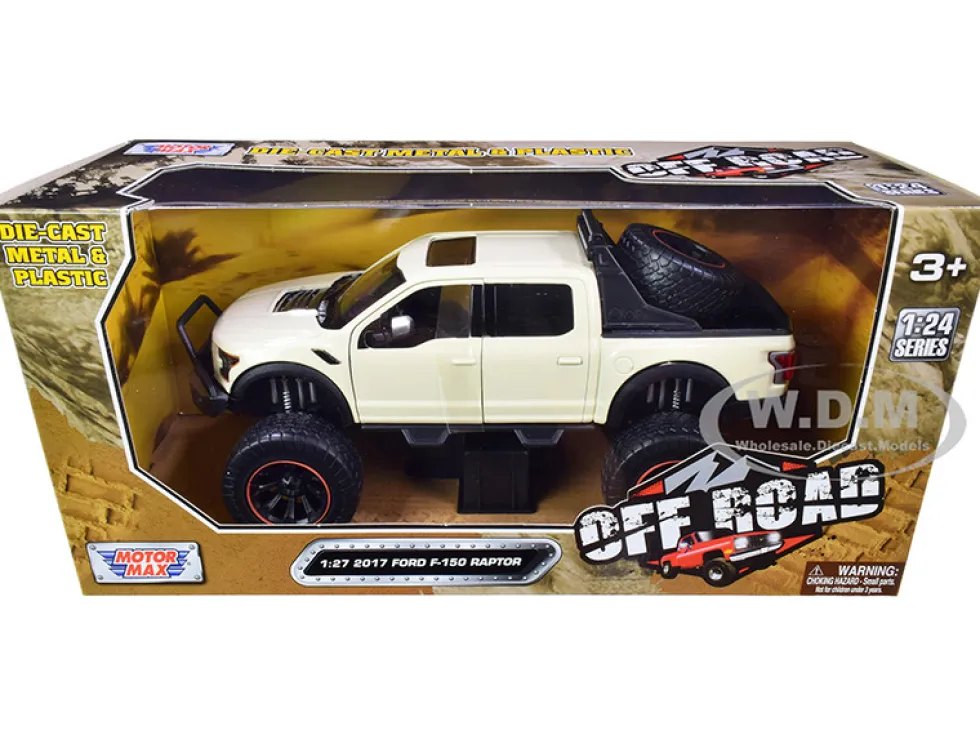 2017 Ford F-150 Raptor Pickup Truck Off Road Cream 1/27 Diecast Model Car Motormax 79142