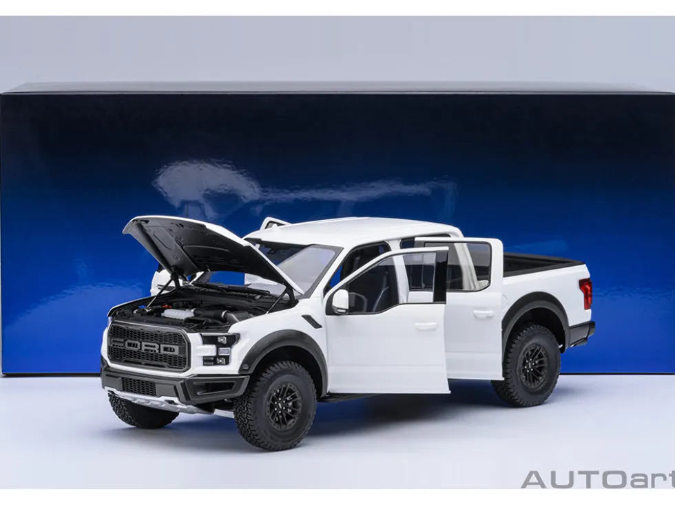 2019 Ford F-150 Raptor Pickup Truck Oxford White 1/18 Model Car by Autoart