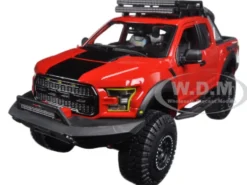 2017 Ford F-150 Raptor Pickup Truck Red Off Road Kings 1/24 Diecast Model Car Maisto 32521