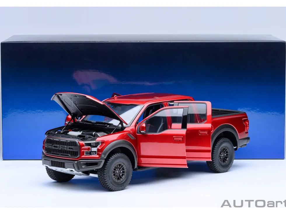 2019 Ford F-150 Raptor Pickup Truck Ruby Red Metallic 1/18 Model Car by Autoart