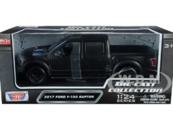 2017 Ford F-150 Raptor Pickup Truck Sunroof Matt Black Die-Cast Collection Series 1/24 Diecast Model Car Motormax 79344