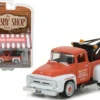 1956 Ford F-100 Red and White with Drop-in Tow Hook "The Hobby Shop" Series 1 1/64 Diecast Model Car Greenlight 97010 A