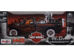 1999 Ford F-350 Super Duty Pickup 1/27 Black with Flames & 2002 FLSTB Night Train Harley Davidson 1/24 Maisto 32181