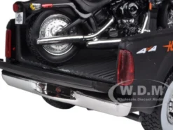 1999 Ford F-350 Super Duty Pickup 1/27 Black with Flames & 2002 FLSTB Night Train Harley Davidson 1/24 Maisto 32181