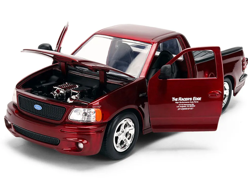 Ford F-150 SVT Lightning Pickup Truck Red Color Brush Finish "The Fast and the Furious" (2001) Movie "25 Years of Fast & Furious" Series 1/24 Diecast Model Car by Jada