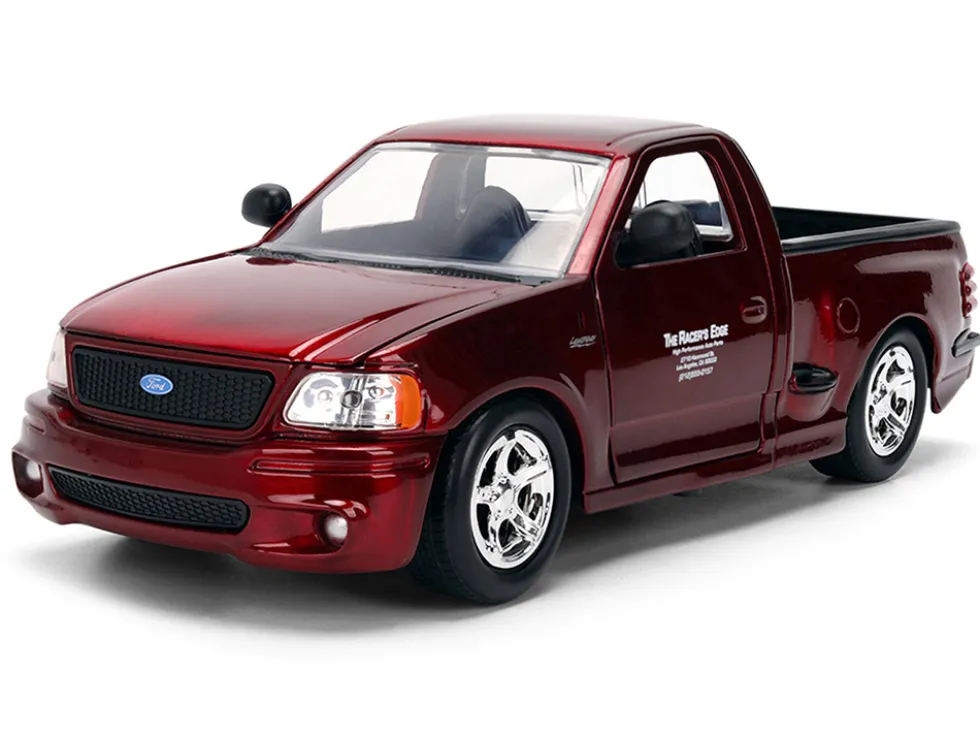 Ford F-150 SVT Lightning Pickup Truck Red Color Brush Finish "The Fast and the Furious" (2001) Movie "25 Years of Fast & Furious" Series 1/24 Diecast Model Car by Jada