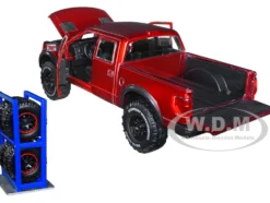 2011 Ford F-150 SVT Raptor Pickup Truck Candy Red Metallic Mickey Thompson Tires & Wheels Extra Wheels Just Trucks Series 1/24 Diecast Model Car Jada 33854
