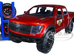 2011 Ford F-150 SVT Raptor Pickup Truck Candy Red Metallic Mickey Thompson Tires & Wheels Extra Wheels Just Trucks Series 1/24 Diecast Model Car Jada 33854
