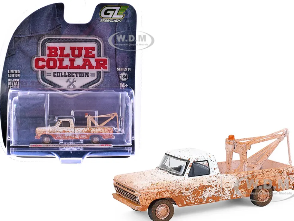 1973 Ford F-100 Tow Truck White (Weathered) "Blue Collar Collection" Series 14 1/64 Diecast Model Car by Greenlight