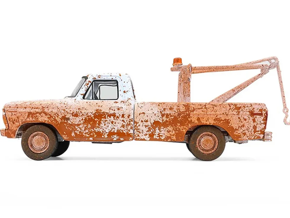 1973 Ford F-100 Tow Truck White (Weathered) "Blue Collar Collection" Series 14 1/64 Diecast Model Car by Greenlight