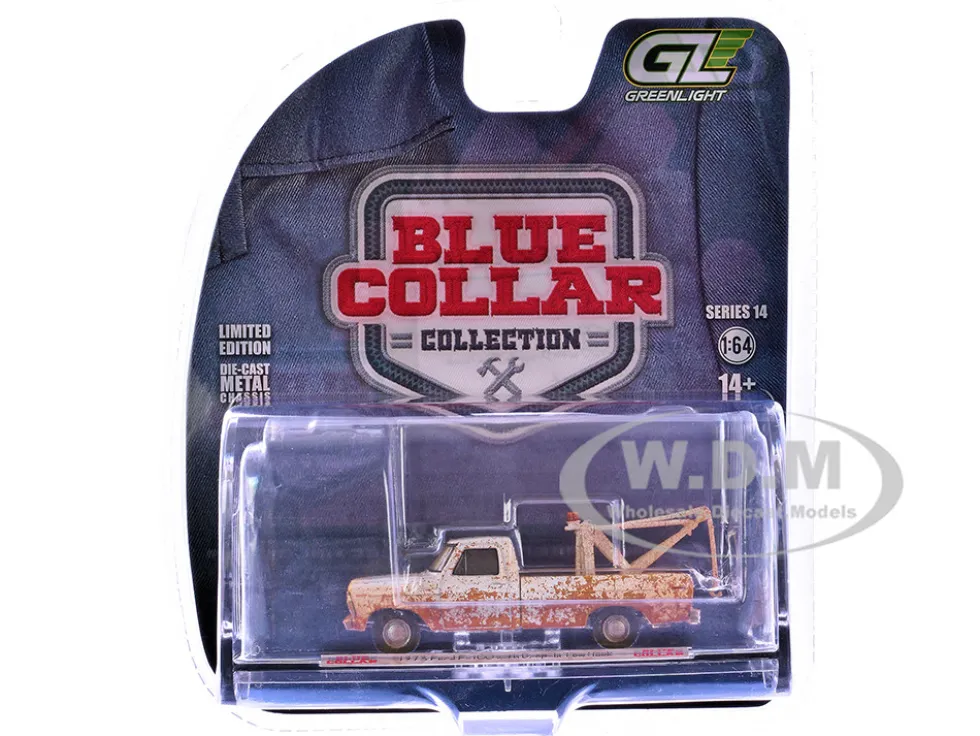 1973 Ford F-100 Tow Truck White (Weathered) "Blue Collar Collection" Series 14 1/64 Diecast Model Car by Greenlight