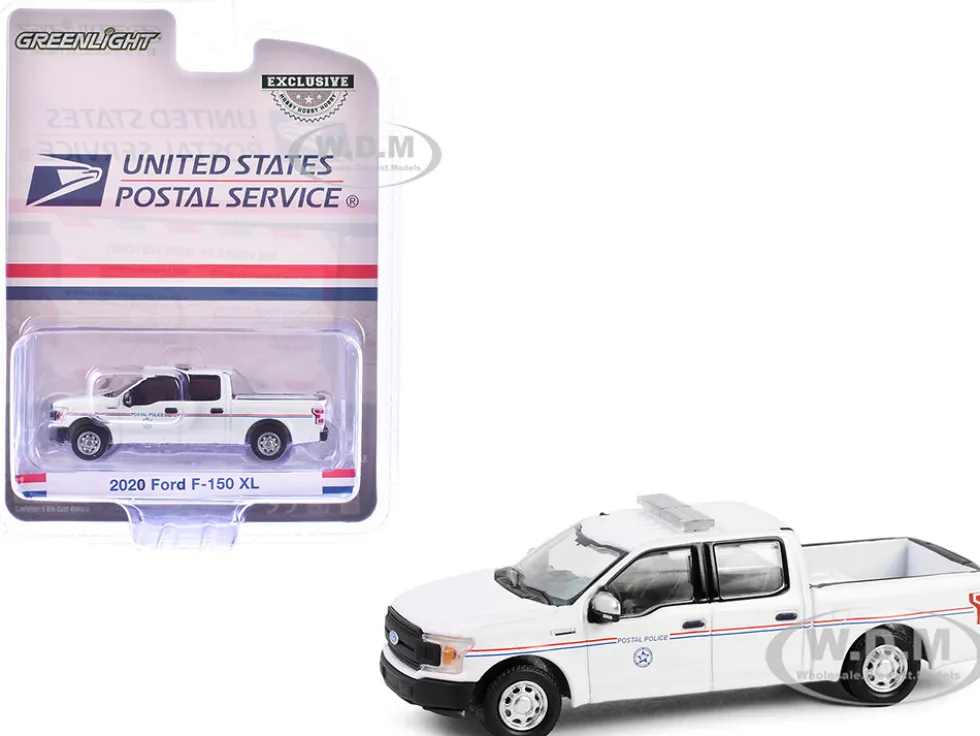 2020 Ford F-150 XL Pickup Truck "United States Postal Service (USPS) Postal Police" White with Red and Blue Stripes "Hobby Exclusive" Series 1/64 Diecast Model Car by Greenlight
