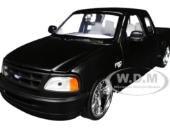 2001 Ford F-150 XLT Flareside Supercab Pickup Truck Matt Black with White Interior 